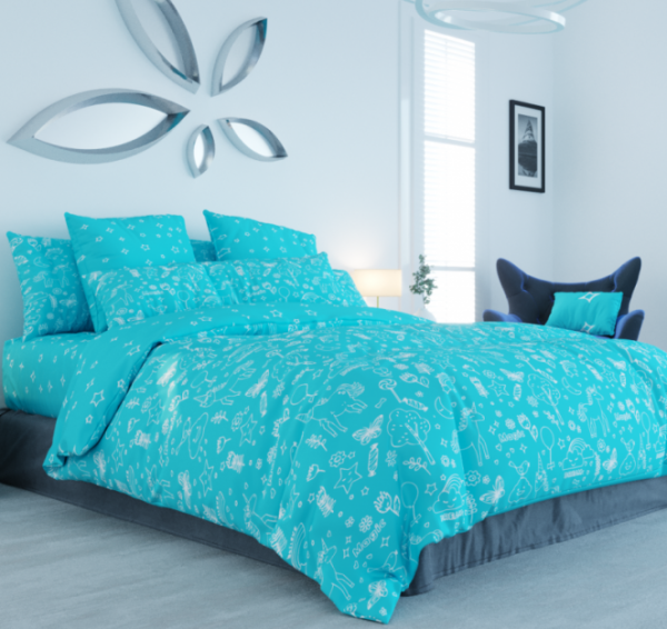Комплект постільної білизни "ТЕП" двоспальний 300 UNIKORN BLUE, 70x70
