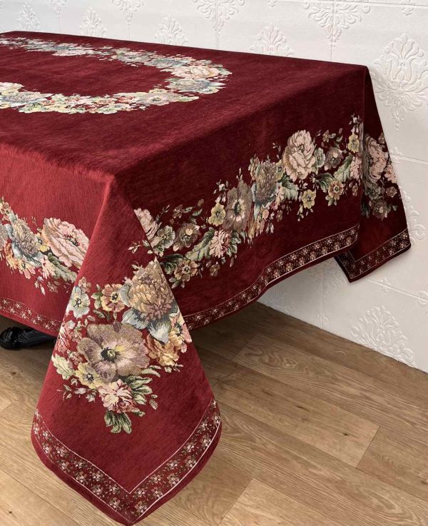 Скатертина велюрова Sagol 160х220 St-128 Bordo