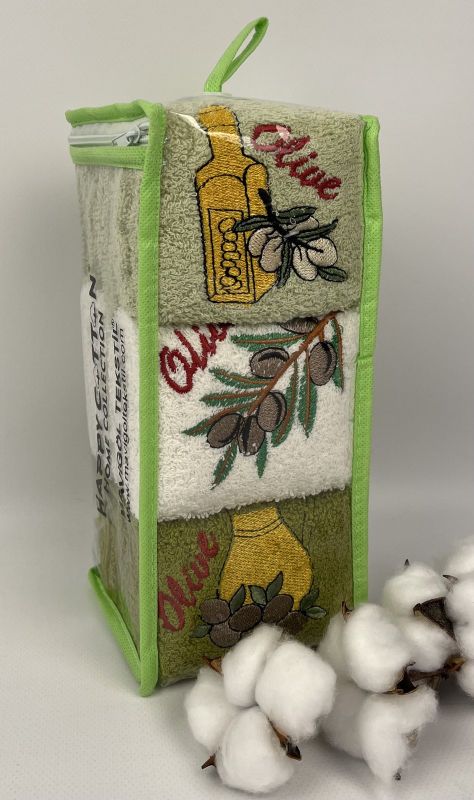Набір махрових кухонних рушників Happy cotton 6шт Olive