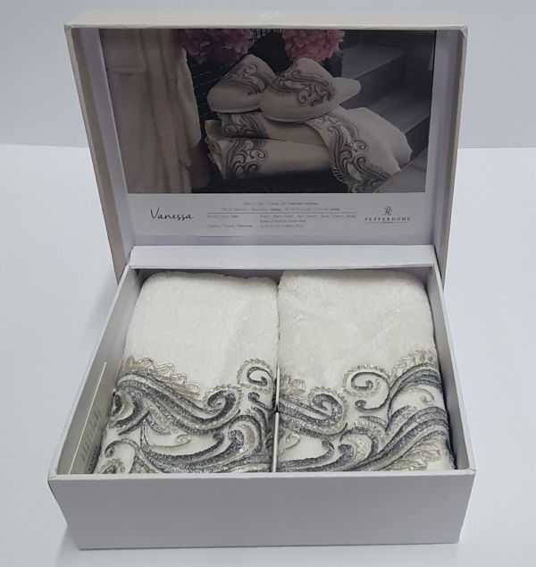 Набір рушників 2шт Pepper Home Vanessa Cream - Blue  30*50