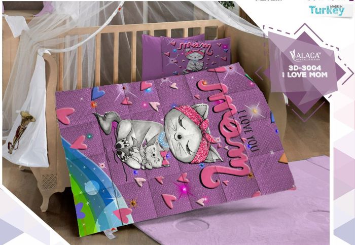 Постільна білизна Alaca сатин 100x150 см 3D I love Mom
