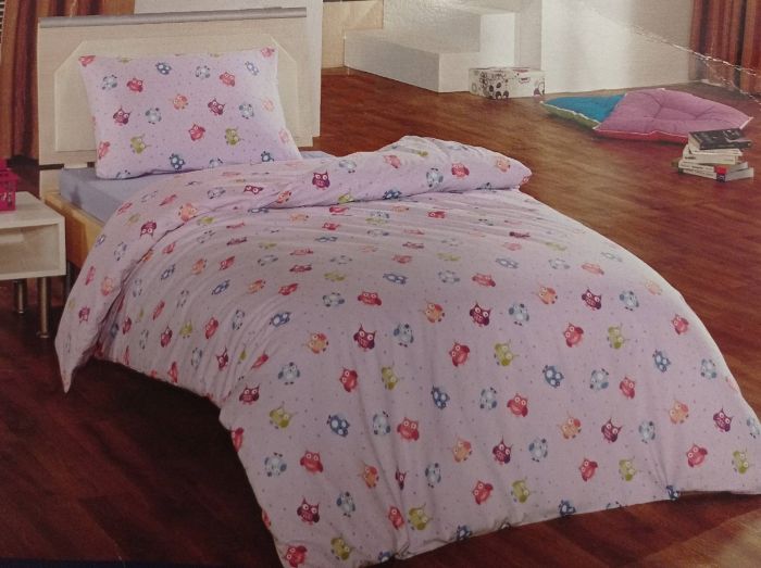 Постільна білизна Cotton Collection фланель 160х220 Owls Powder