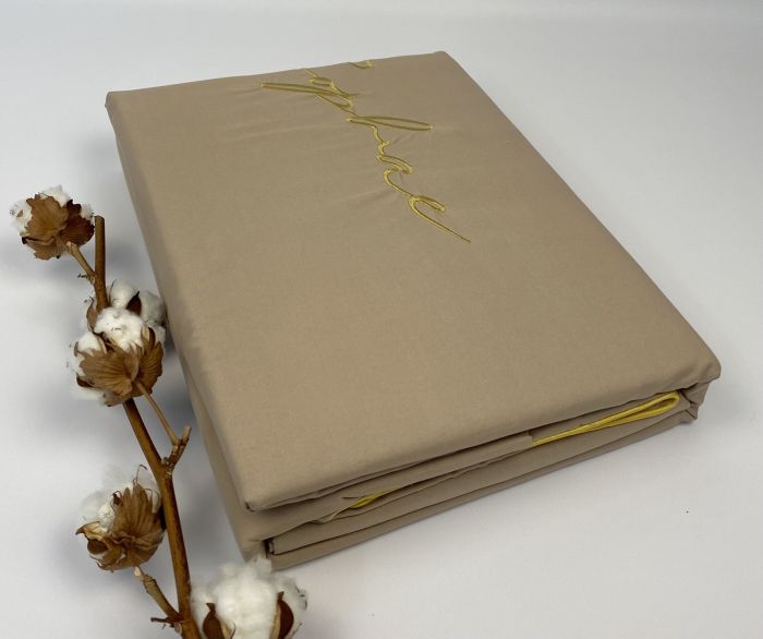 Постільна білизна Koloco сатин з вишивкою 180x220 см Beige