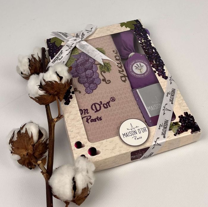 Подарунковий кухонний рушник+мило саше Maison D'or "Lavender" Grape