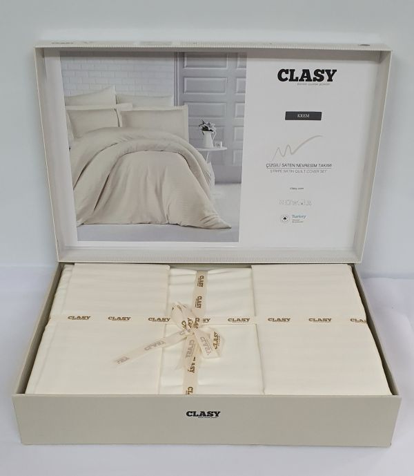 Постільна білизна CLASY страйп-сатин 160x220 см Ekru
