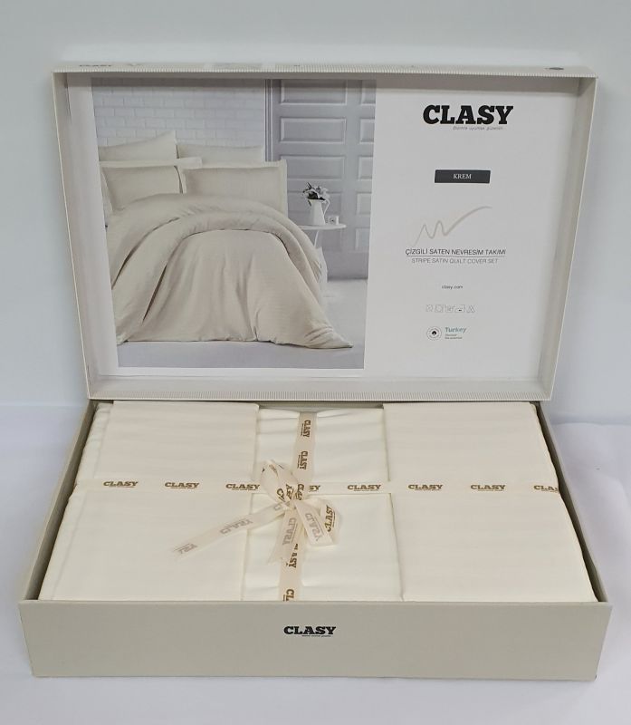 Постільна білизна CLASY страйп-сатин 160x220 см Ekru