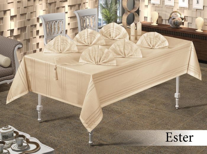 Скатертина Set Maison Royale 160x350+12 psc Ester Cappucino