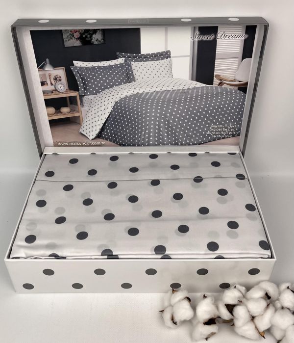 Постільна білизна Maison D'or сатин 200х220 Sweet Dreams Grey