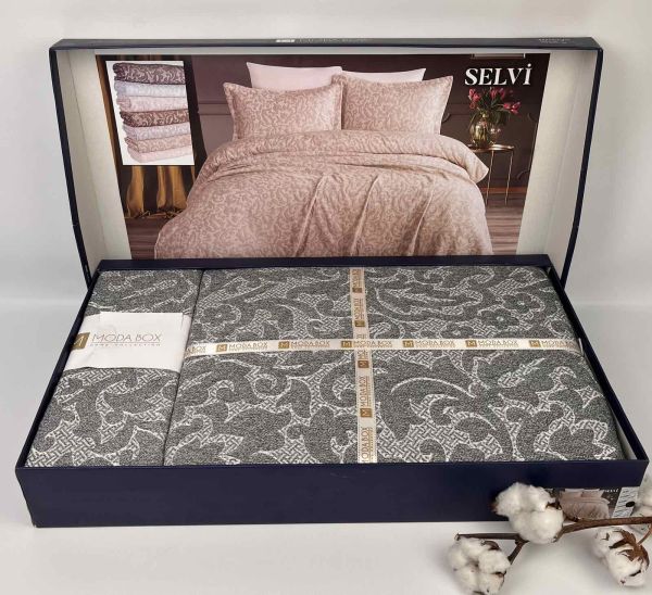 Покривало Moda Box 240х260 з наволочками Selvi Anthracite