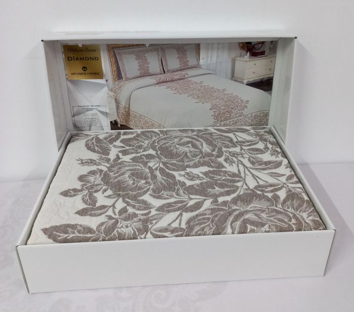Покривало My Bed Жаккард 240x260 з наволочками Diamond Cappucino