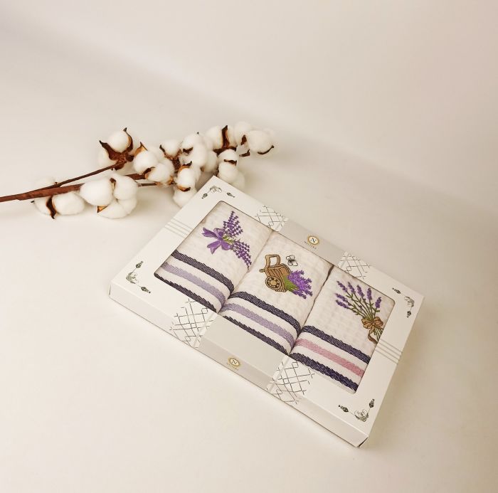 Набір вафельних рушників Nilteks 3 шт Qualite Lavender