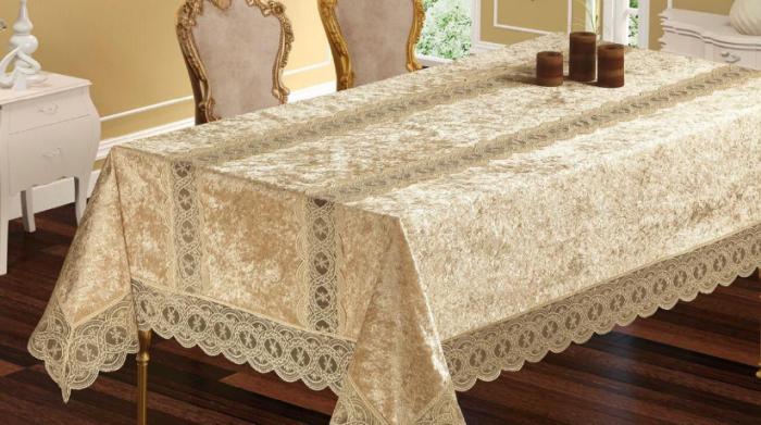 Скатертина Велюр Maison Royale 160x400 Defne Cappucino