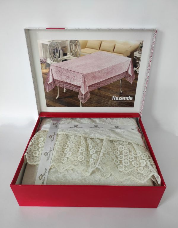 Скатертина Велюр Maison Royale 160x260 ovale Nazende Cream