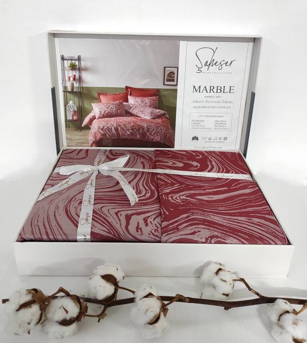 Постільна білизна Saheser ранфорс Marble 200х220 Kirmizi