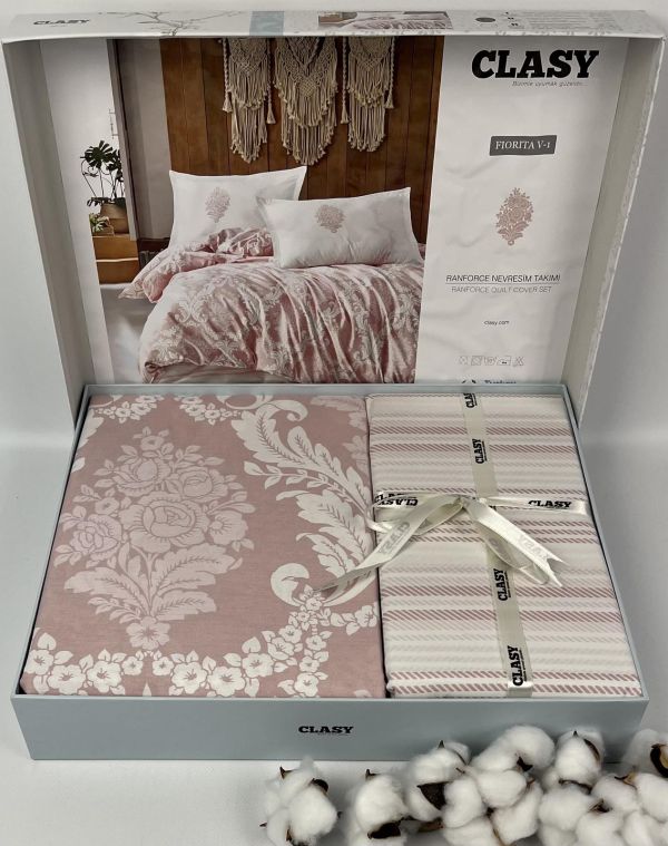 Постільна білизна CLASY ранфорс 200x220 см Fiorita V1 Pembe