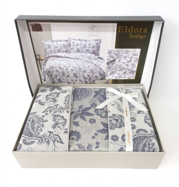 Постільна білизна Altinbasak сатин жакард 200x220 Eldora Indigo
