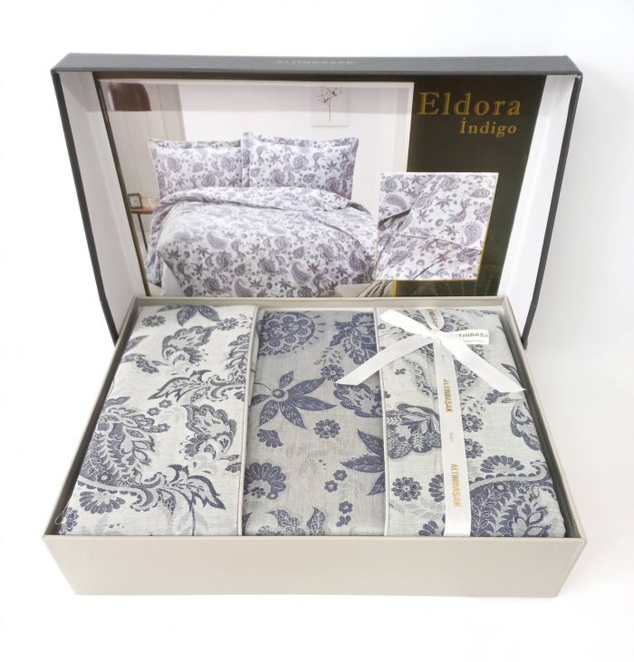 Постільна білизна Altinbasak сатин жакард 200x220 Eldora Indigo