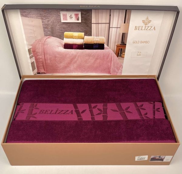 Простирадло махрове Belizza Vip Bamboo 200х220 Bordo