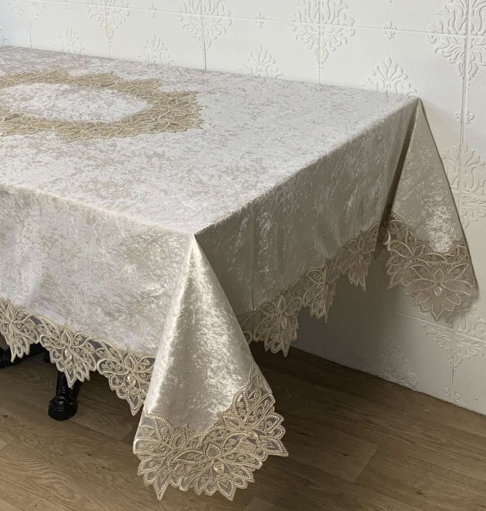 Скатертина Велюр Acme Tekstil 160x220 Melek Cappucino PVS