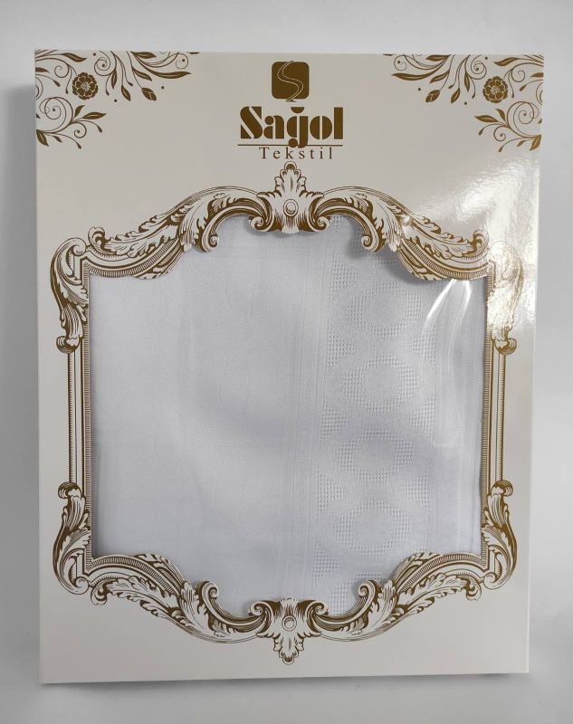 Скатертина Sagol тефлон 160x350 ovale St-052 White в коробці *