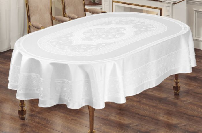 Скатертина Sagol тефлон 160x350 ovale St-052 White в коробці *