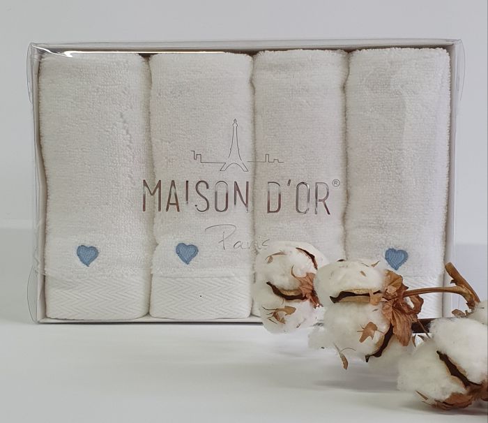 Рушники Maison D'or 4шт Micro Love Set White - Blue