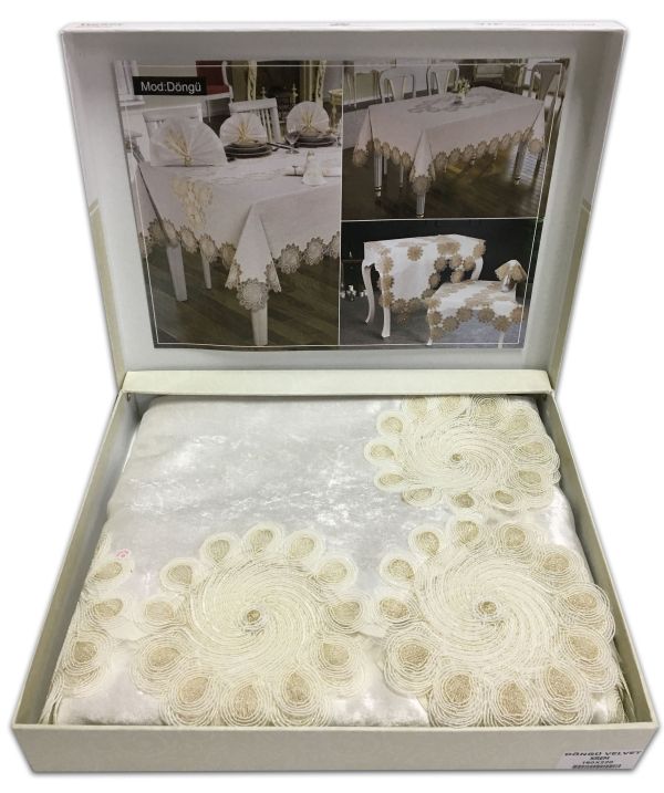 Скатертина Велюр Acme Tekstil 160x220 Dongu Krem