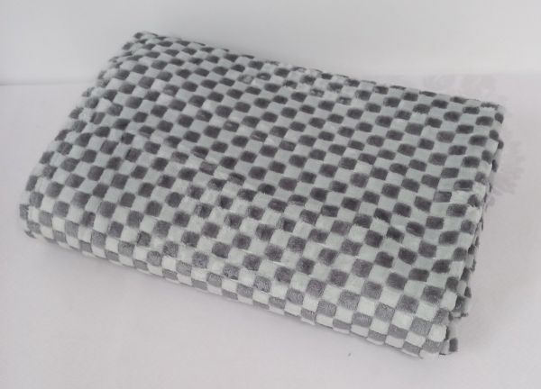 Покривало велюр шахмати 200х220 Light Grey