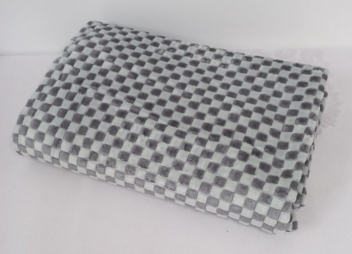 Покривало велюр шахмати 200х220 Light Grey