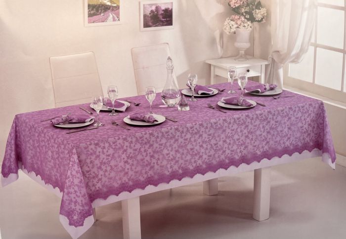 Скатертина Set Maison D'or 160х270+150x260+8psc Plain&Lace:331 DES. Purple