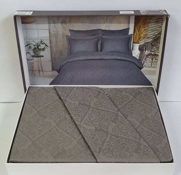 Постільна білизна Saheser Jacquard Vip Satin 200X220 Monogram(Damaks) Gri