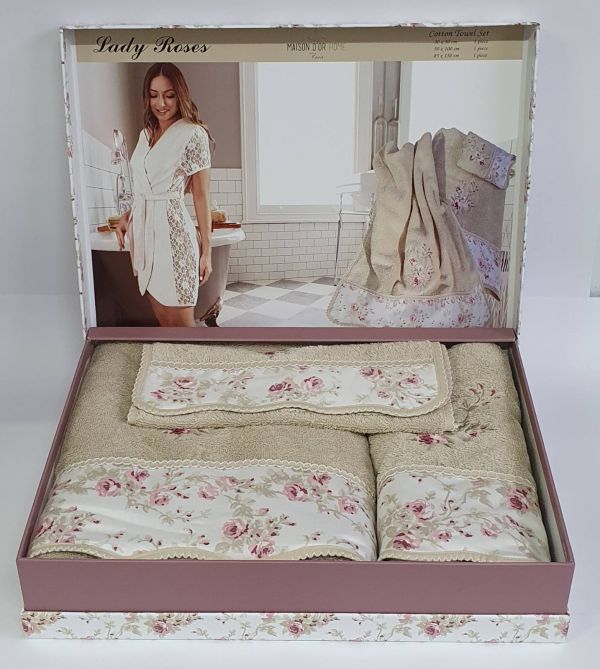 Рушники Maison D'or 3шт Lady Roses Beige