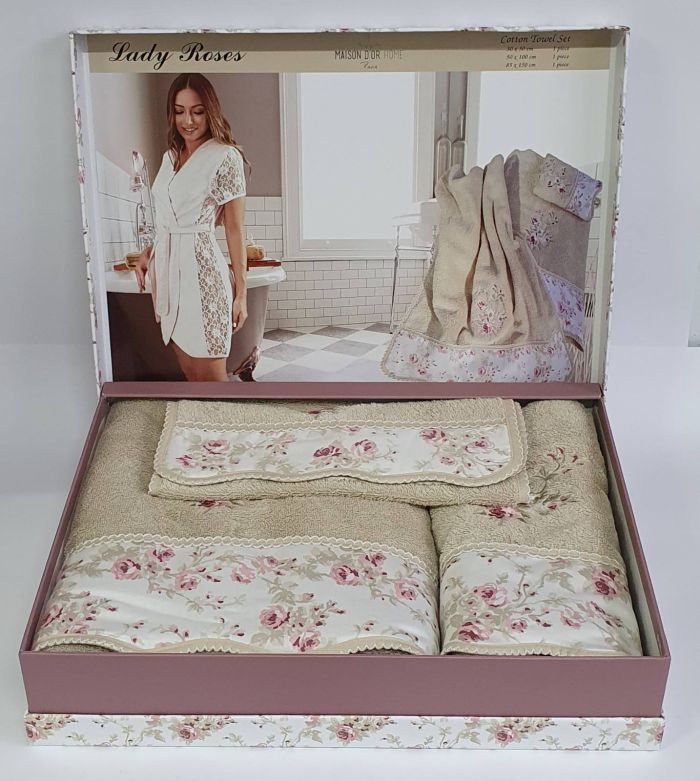 Рушники Maison D'or 3шт Lady Roses Beige