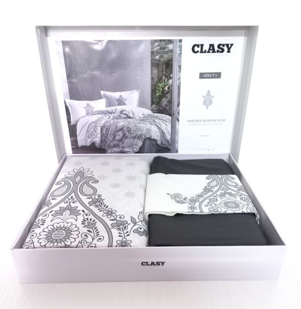 Постільна білизна CLASY ранфорс 200x220 см AZKA V1 ANTRASIT