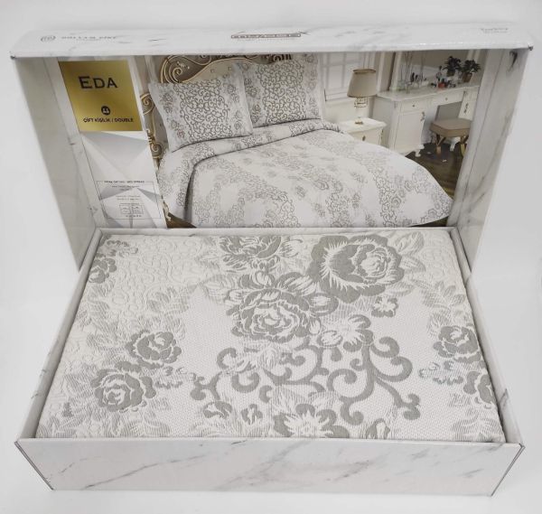 Покривало My Bed Жакард 240x260 з наволочками Eda Grey