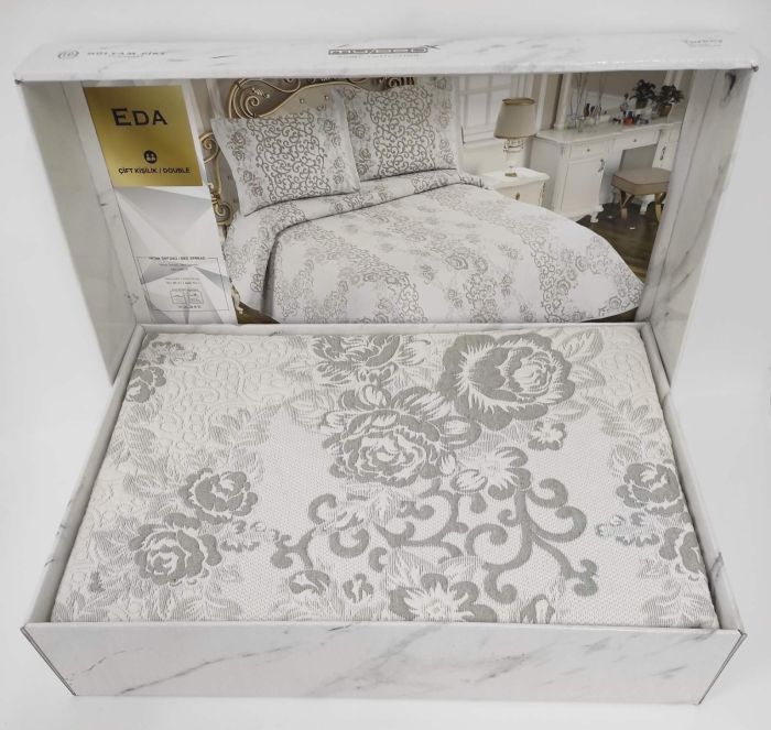 Покривало My Bed Жакард 240x260 з наволочками Eda Grey