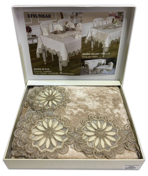 Скатертина Велюр Acme Tekstil 110x160 Sahra Cappicino