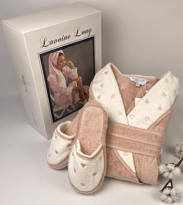 Халат жіночий Maison D'or Lavoine Long Hearts Nude S