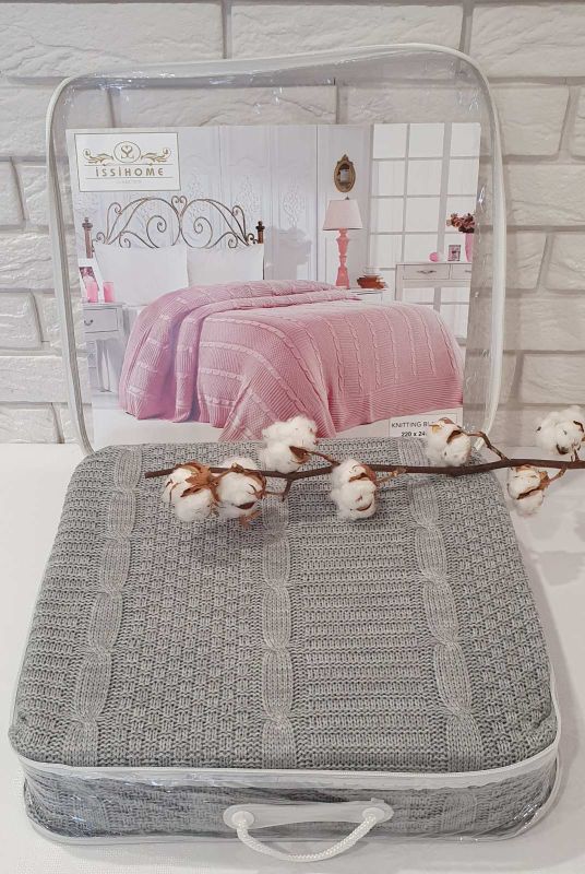 Плед вязаний Issihome Grey 220х240