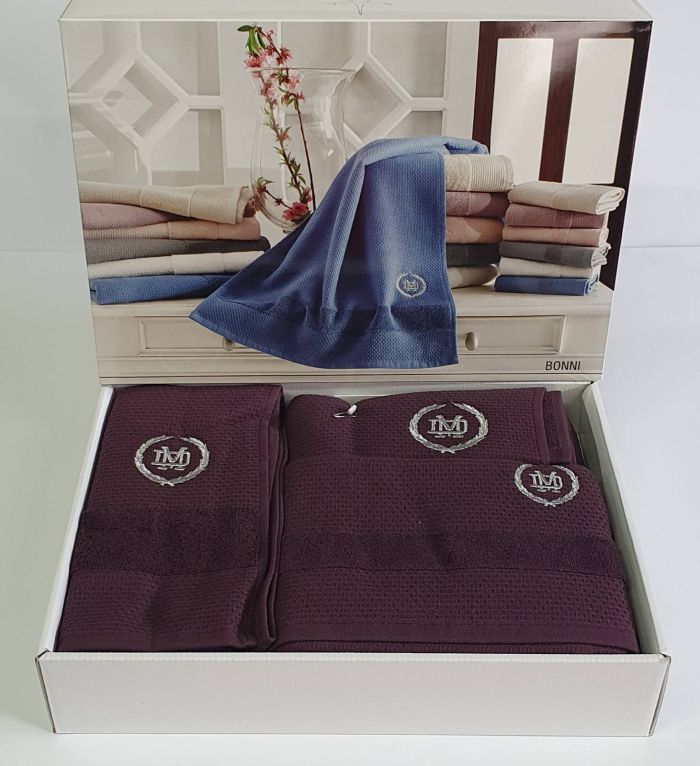 Рушники Maison D'or 3шт Bonni Bordeaux