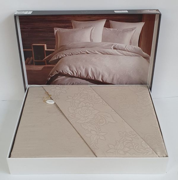 Постільна білизна Saheser Jacquard Vip Satin 200X220 Rosella Gul/Bej