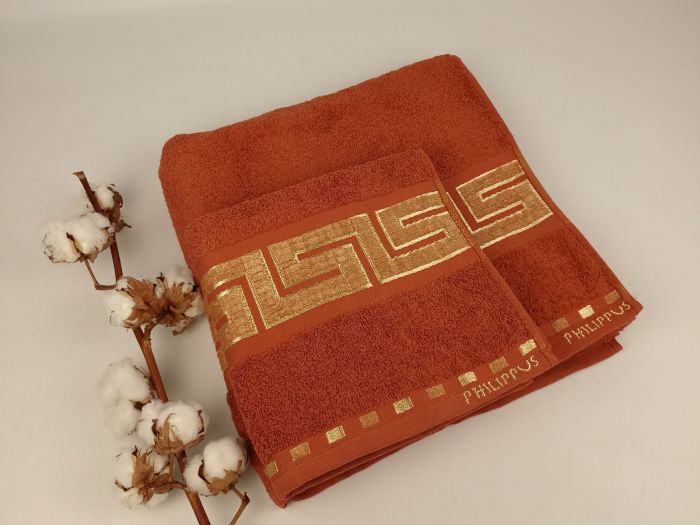 Набір рушників Philippus Cross Cotton 2 шт Krinkil Greek Теракотовий (Е261)