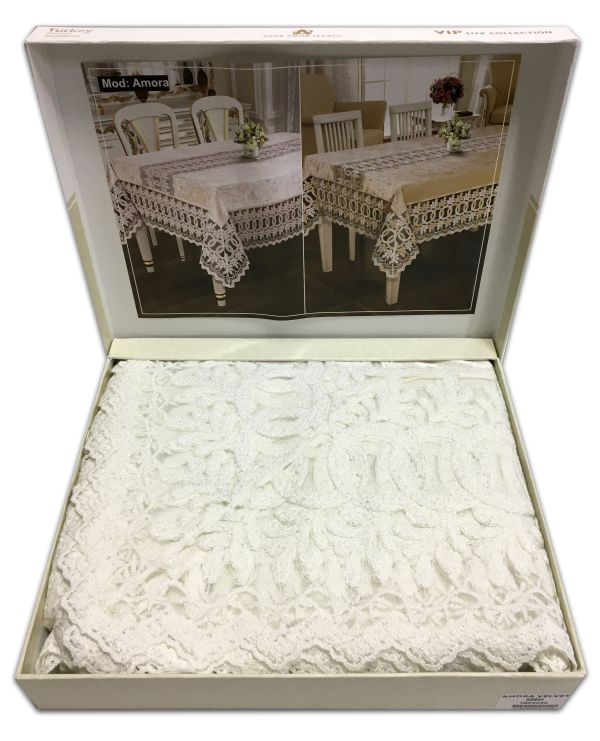 Скатертина Велюр Acme Tekstil 160x220 Amora Krem