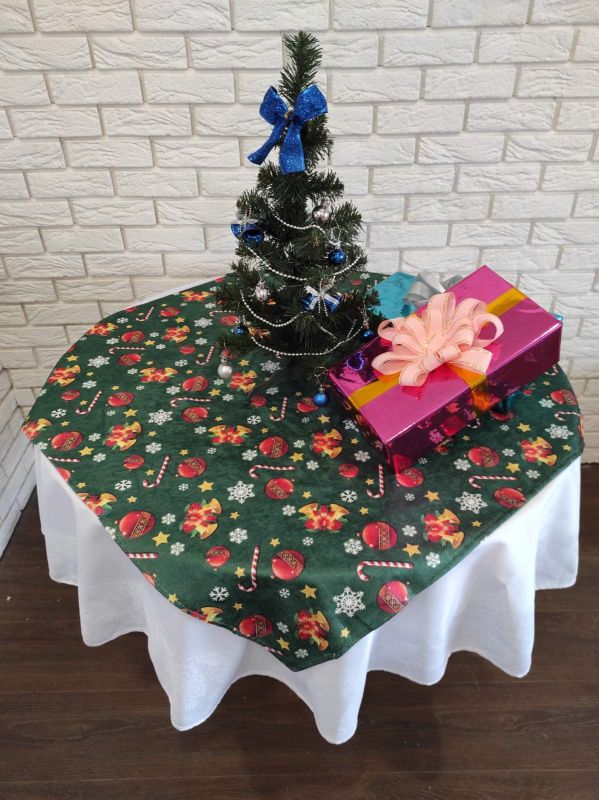 Квадрат "Print" велюр Sagol 95х95 новорічний Yesil