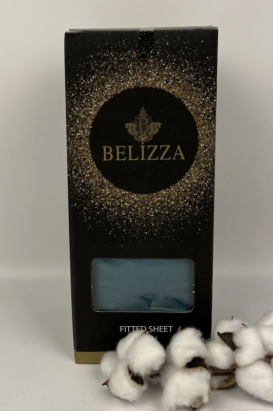 Простирадло на резинці з наволочками Belizza 160x200+30см сатин Petrol Yesili