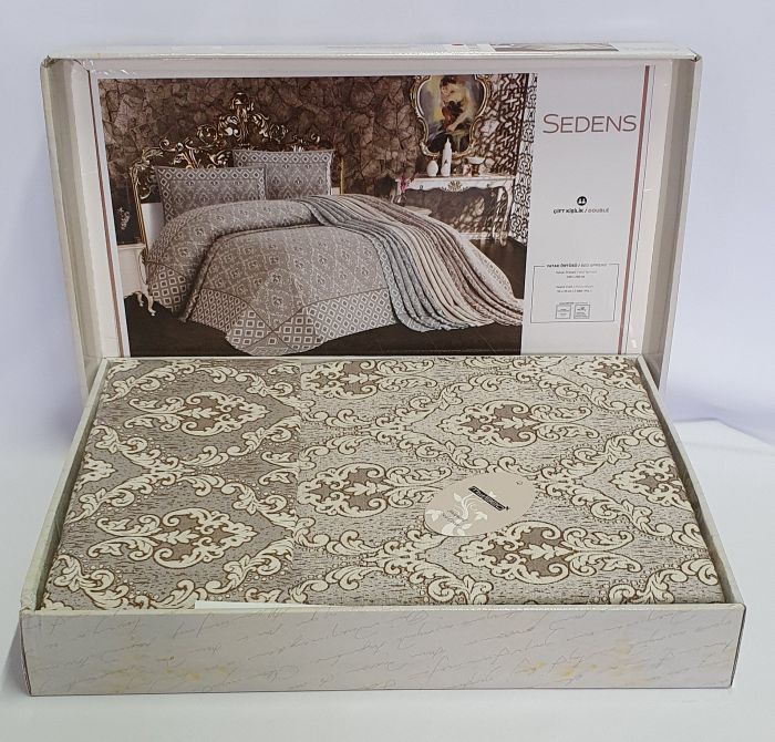 Покривало My Bed Жакард 240x260 з наволочками Sedens Capuccino