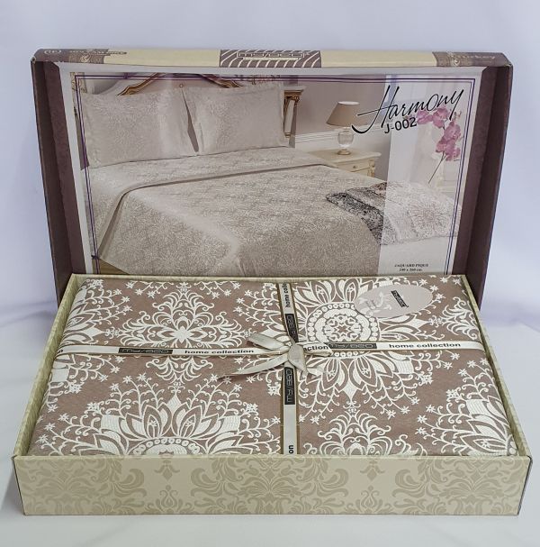 Покривало My Bed Жакард 240x260 з наволочкою Harmony Kahve