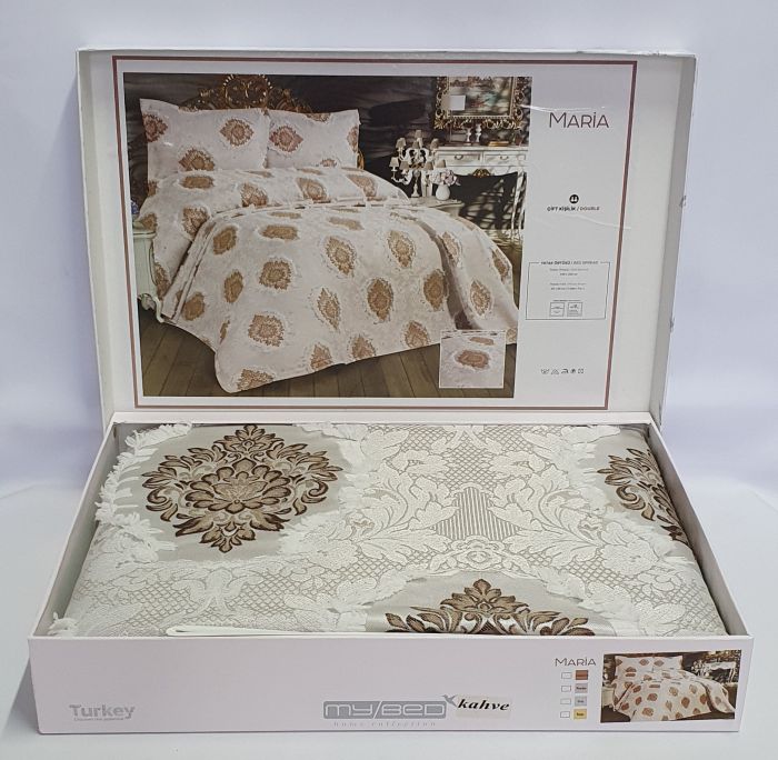Покривало My Bed з китичками 240x260 з наволочками Maria Kahve