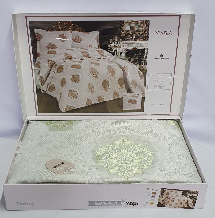 Покривало My Bed з китичками 240x260 з наволочками Maria Yesil