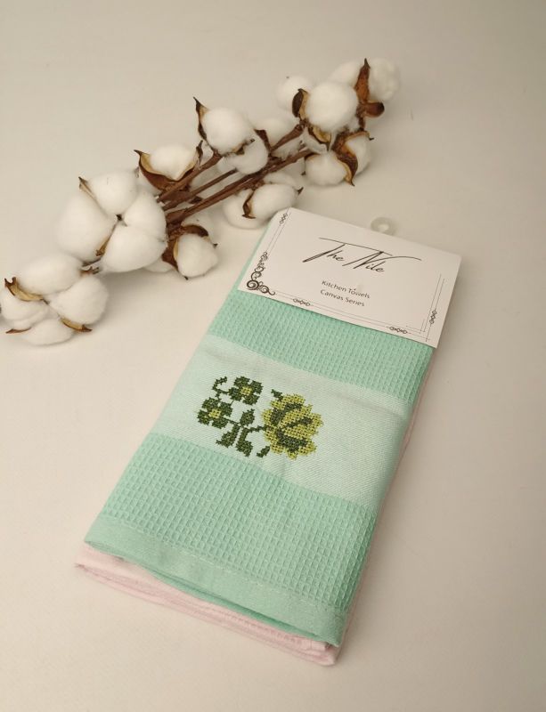 Набір вафельних рушників 2 шт Canvas Series Green-Pink